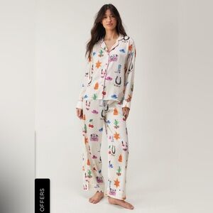 Nasty Gal White Printed Pajama Set